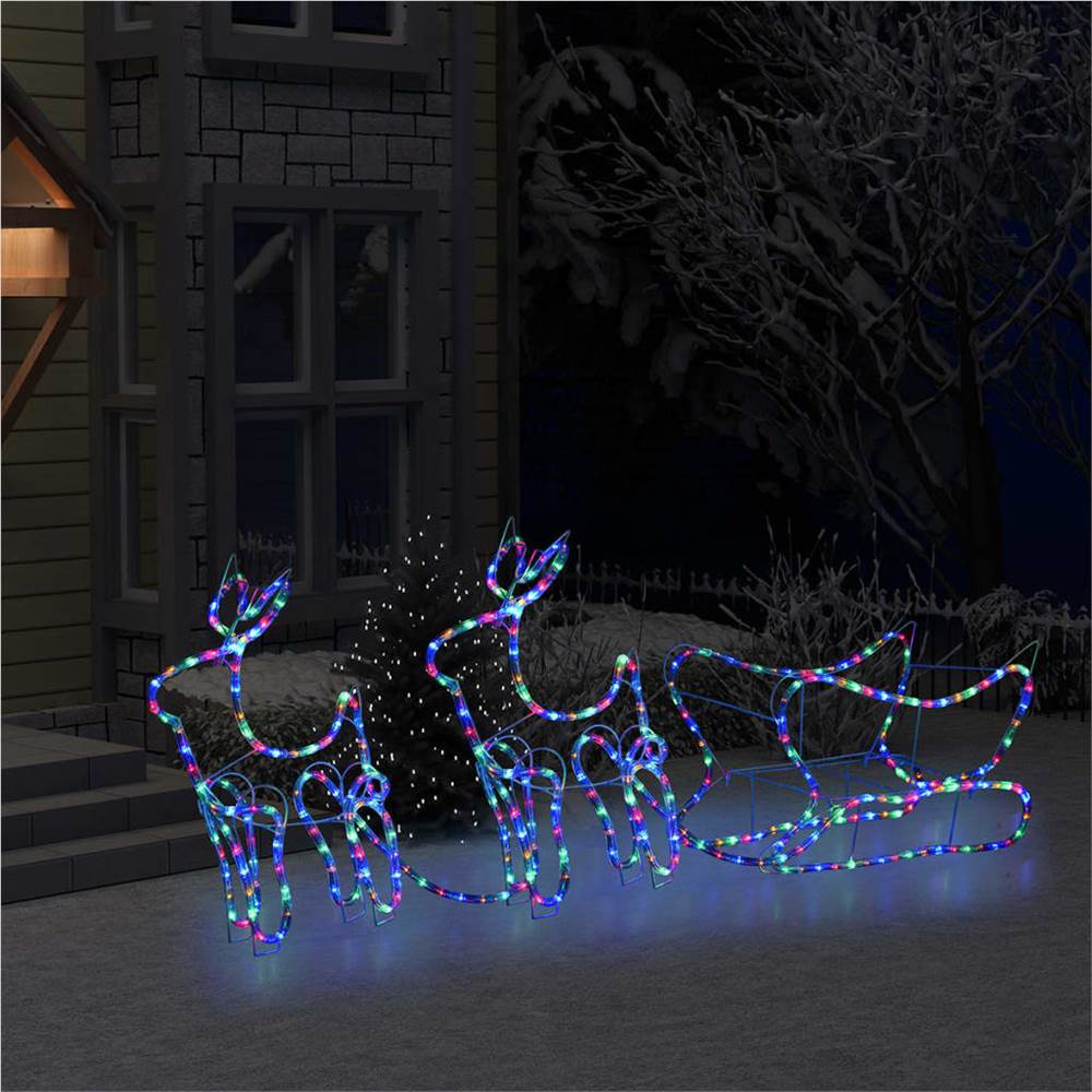 Reindeer and Sleigh Christmas Decoration Outdoor 576 LEDs