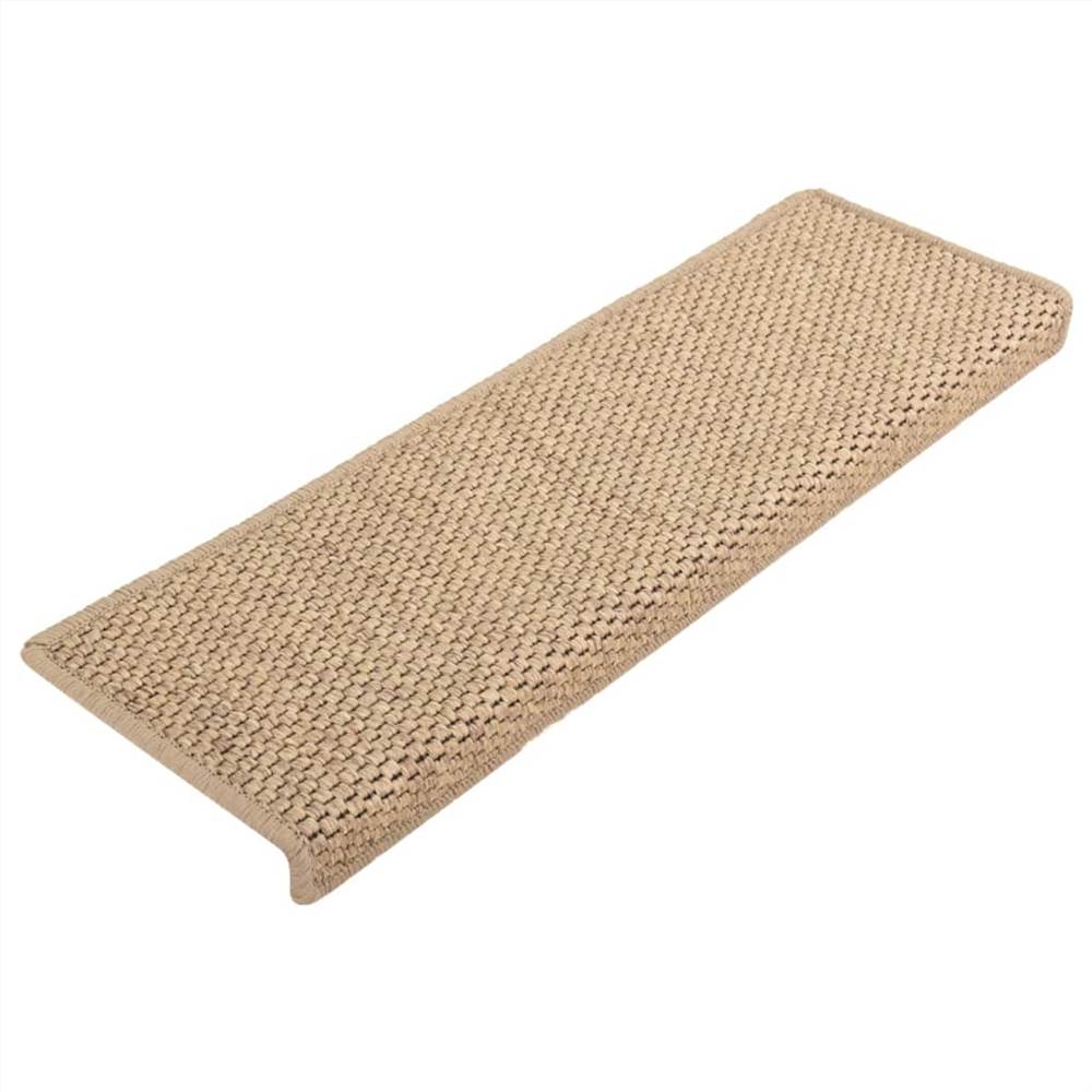 Self-adhesive Stair Mats Sisal-Look 15 pcs 65x25 cm Sand
