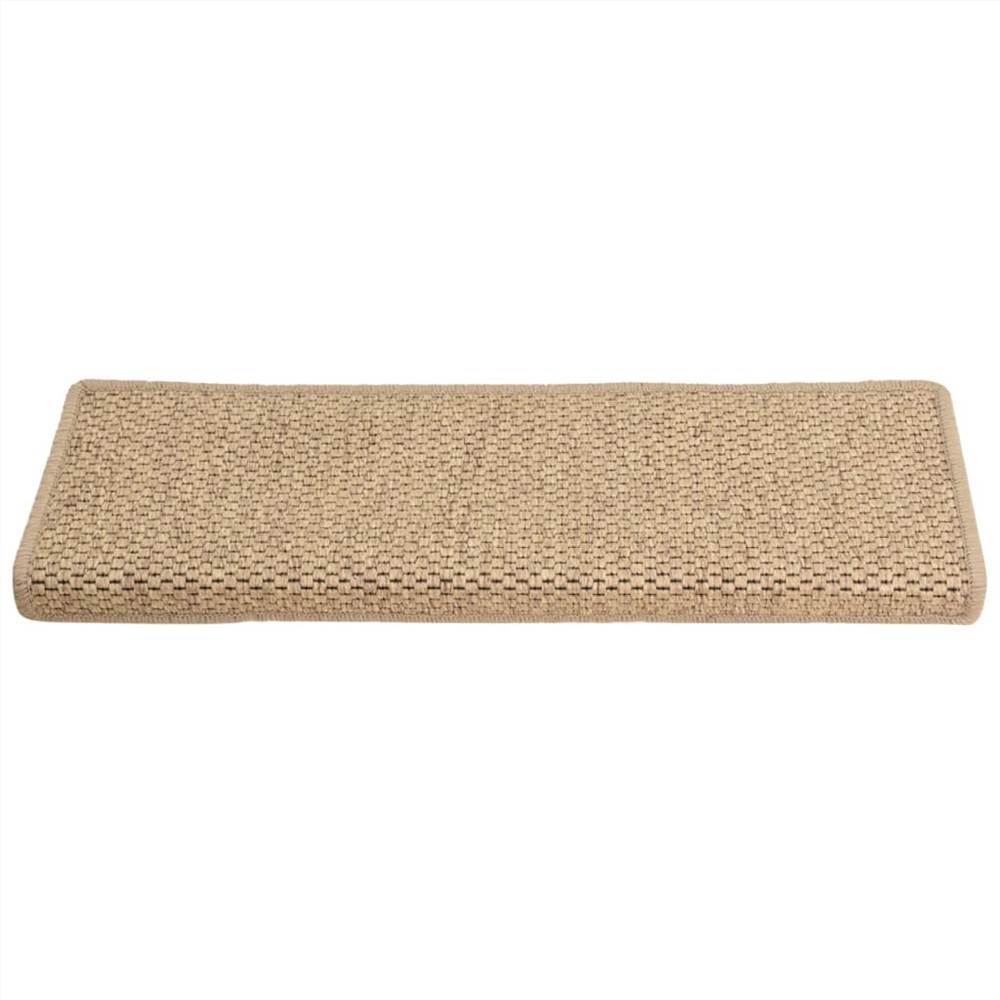 Self-adhesive Stair Mats Sisal-Look 15 pcs 65x25 cm Sand