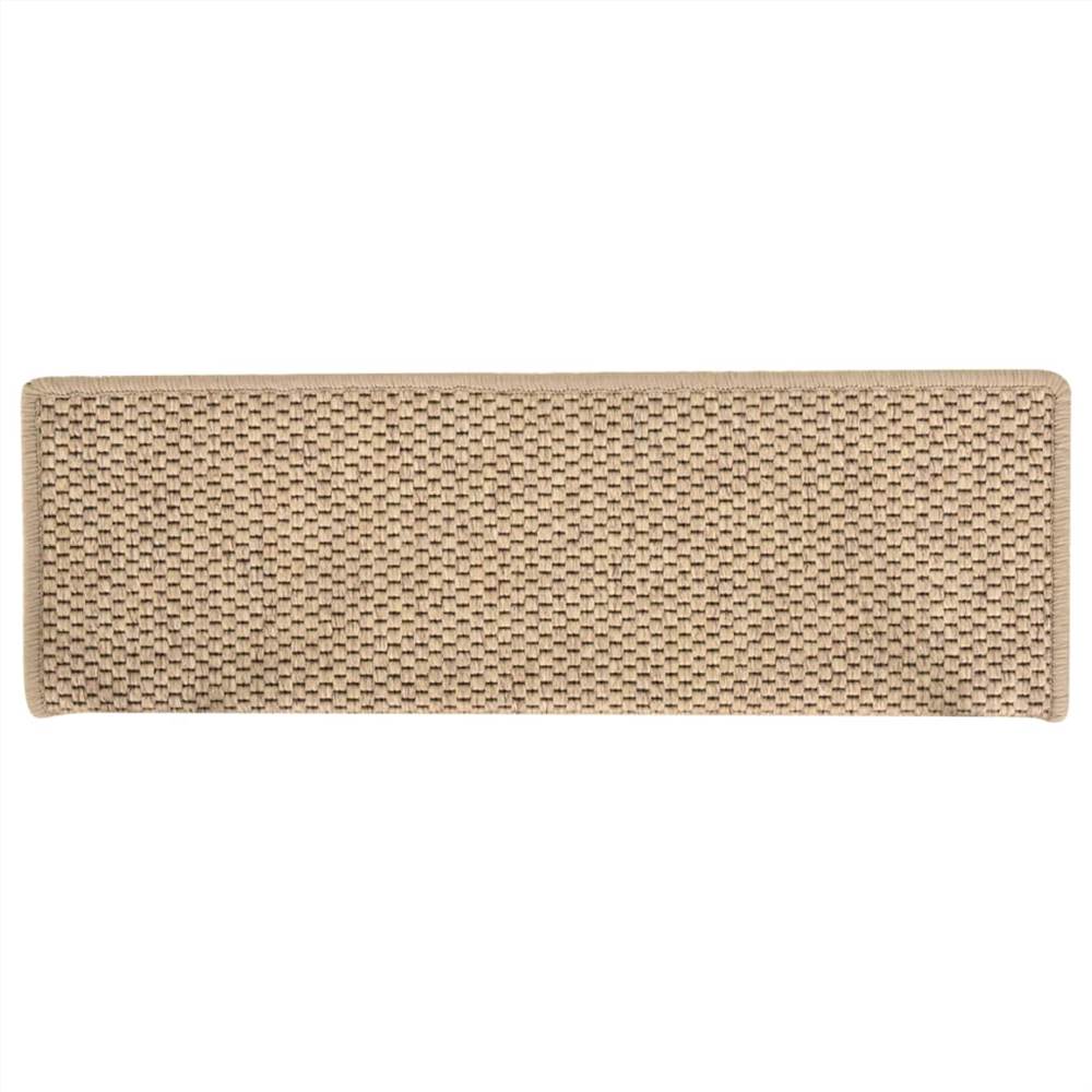 Self-adhesive Stair Mats Sisal-Look 15 pcs 65x25 cm Sand