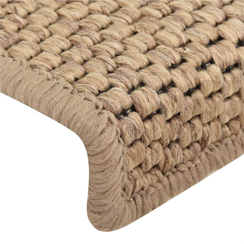Self-adhesive Stair Mats Sisal-Look 15 pcs 65x25 cm Sand
