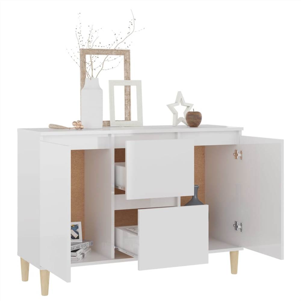 Sideboard High Gloss White 103.5x35x70 cm Chipboard