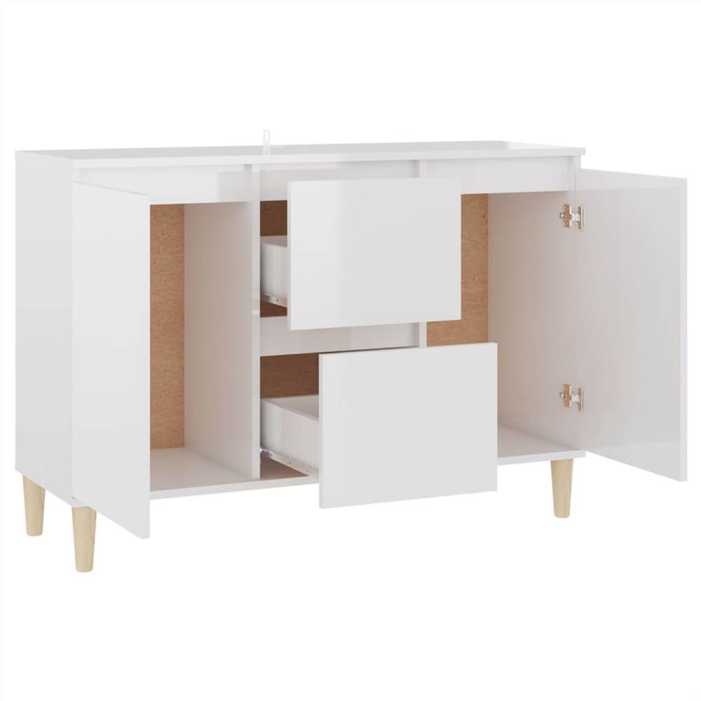 Sideboard High Gloss White 103.5x35x70 cm Chipboard