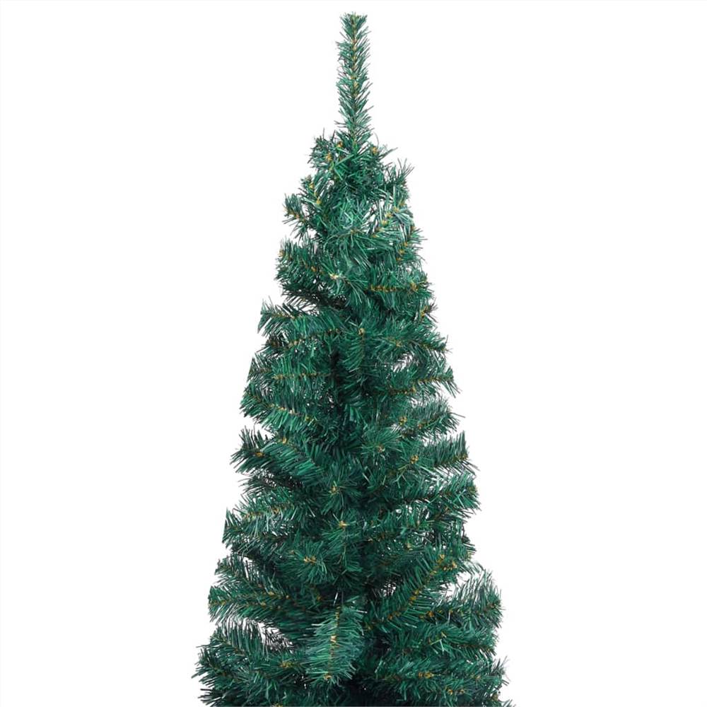 Slim Artificial Christmas Tree with LEDs&Stand Green 120cm PVC