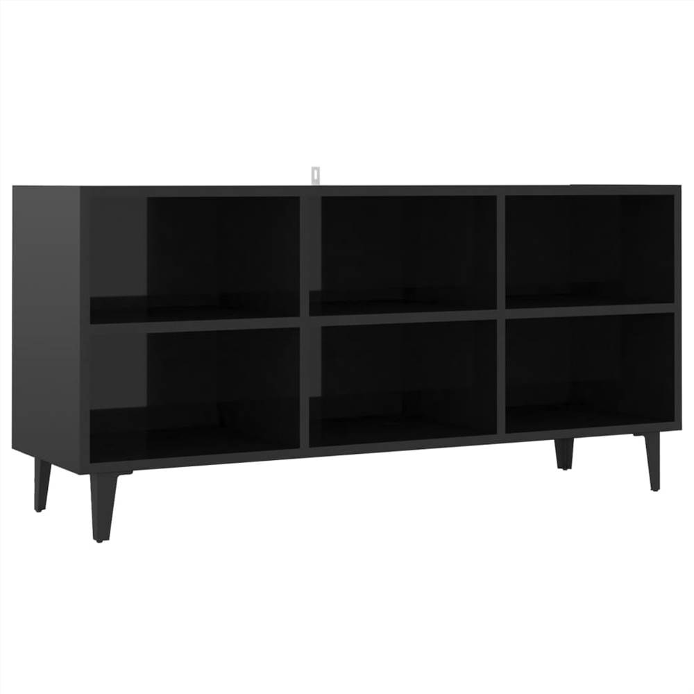 TV Cabinet with Metal Legs High Gloss Black 103.5x30x50 cm