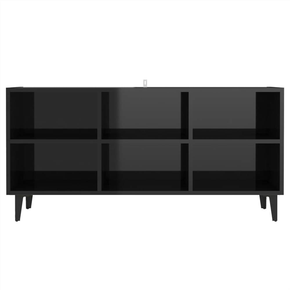 TV Cabinet with Metal Legs High Gloss Black 103.5x30x50 cm