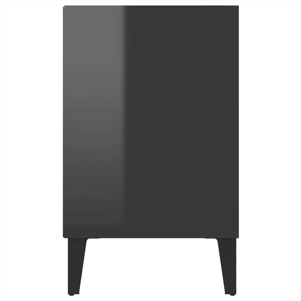 TV Cabinet with Metal Legs High Gloss Black 103.5x30x50 cm