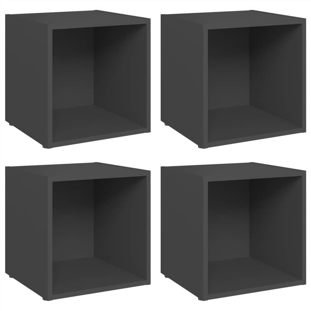 TV Cabinets 4 pcs Grey 37x35x37 cm Chipboard