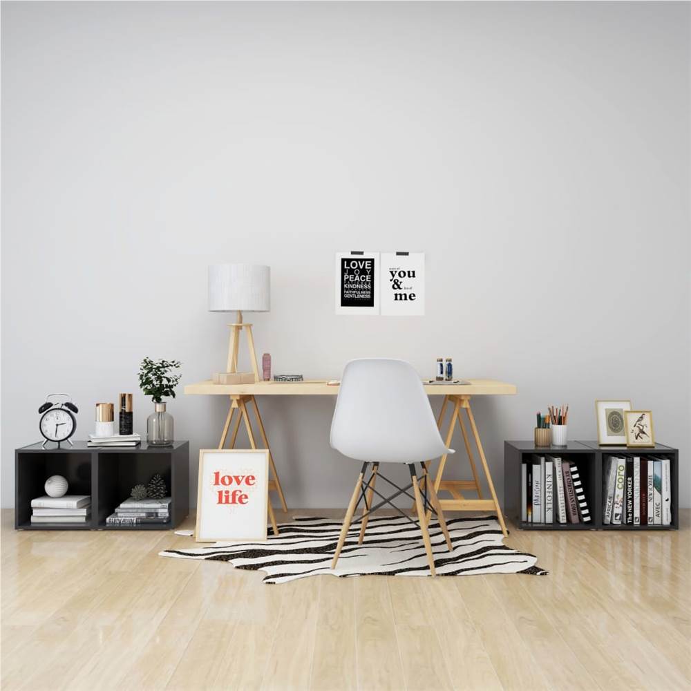 TV Cabinets 4 pcs Grey 37x35x37 cm Chipboard