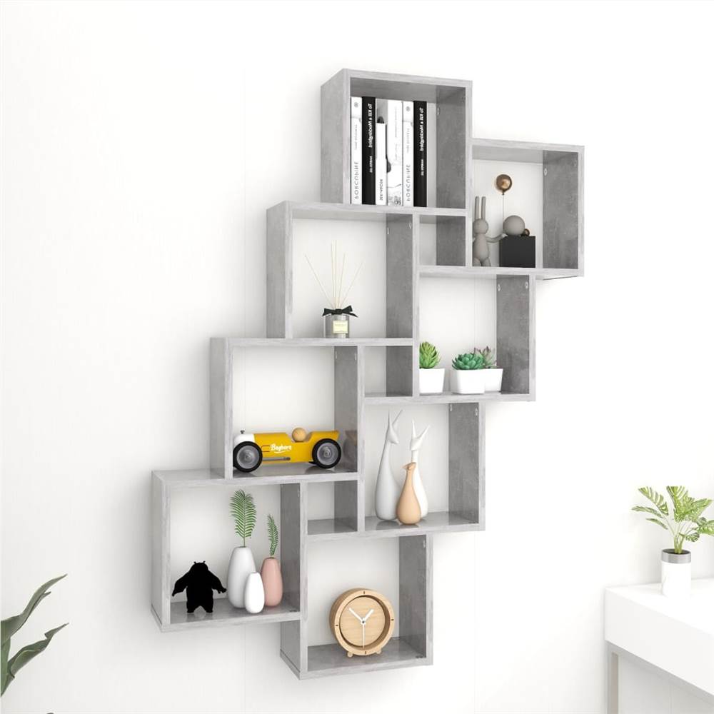 

Wall Cube Shelf Concrete Grey 90x15x119 cm Chipboard