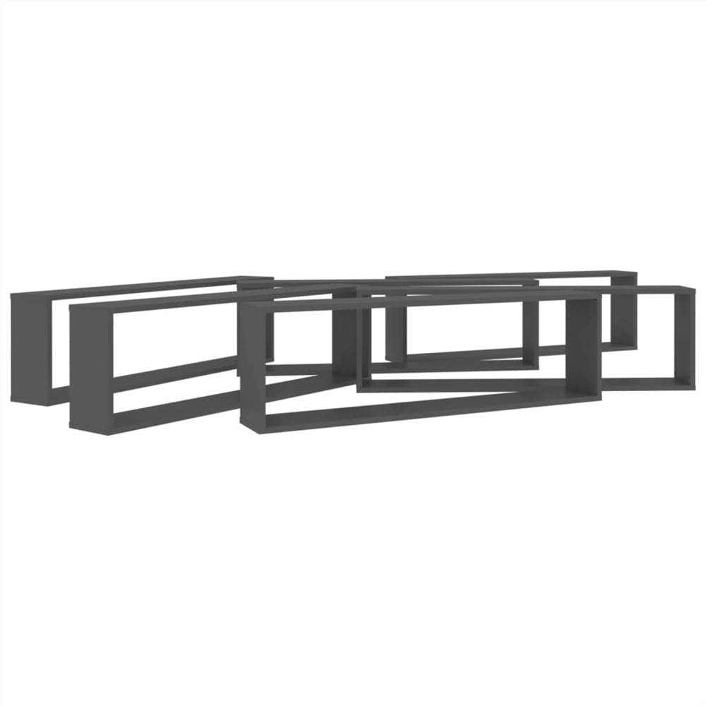 Wall Cube Shelves 6 pcs Grey 100x15x30 cm Chipboard