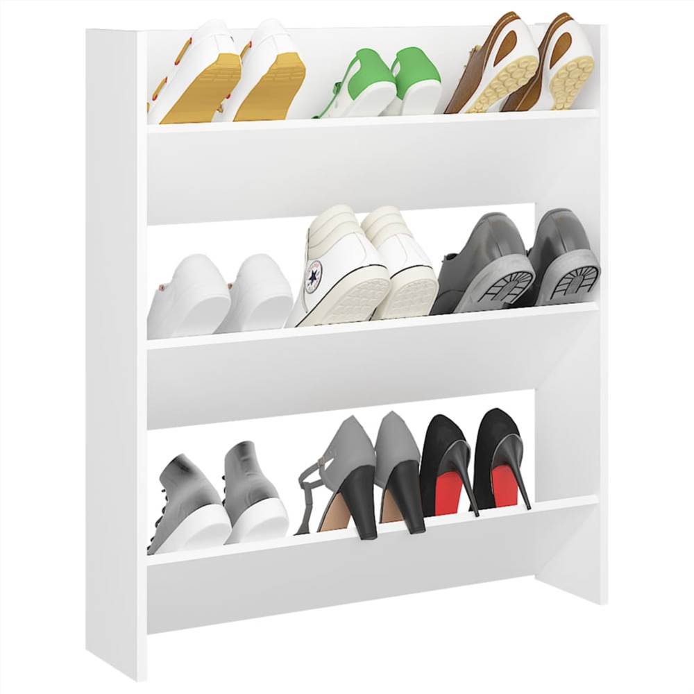Wall Shoe Cabinet White 80x18x90 cm Chipboard