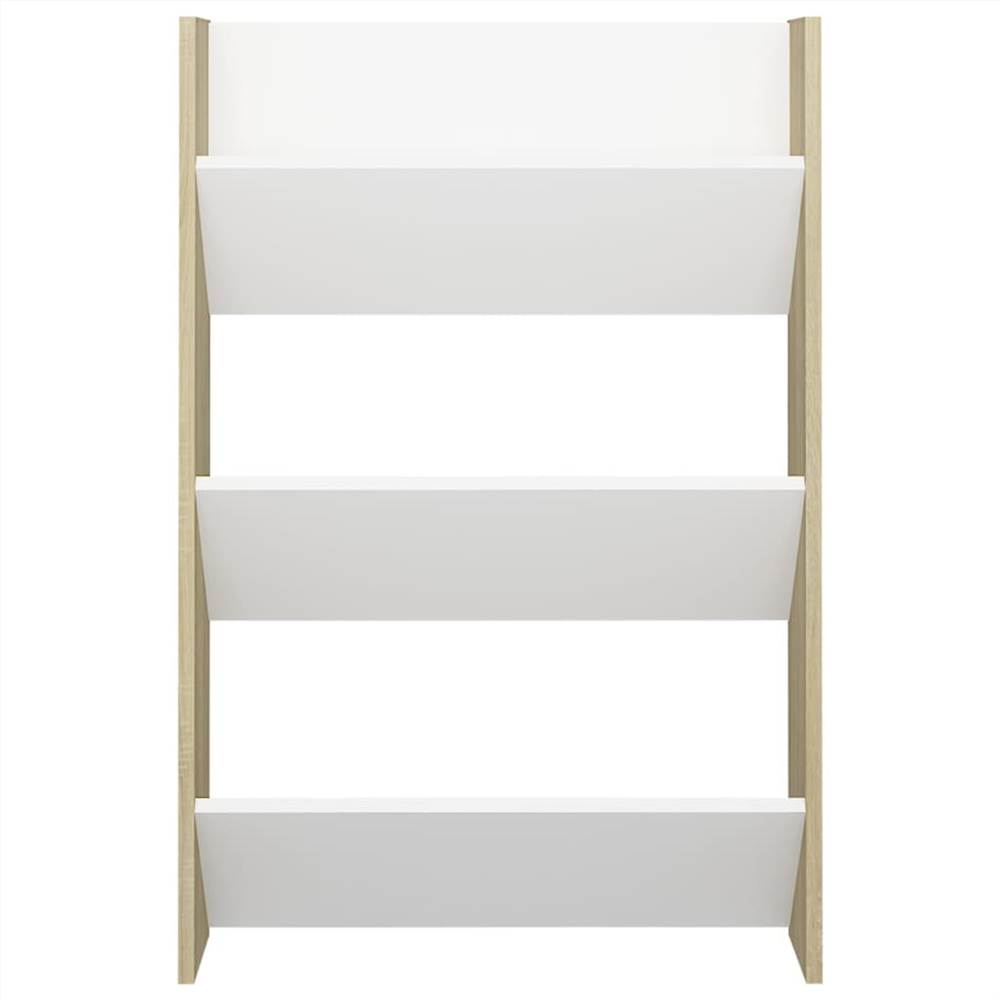 Wall Shoe Cabinet White and Sonoma Oak 60x18x90 cm Chipboard