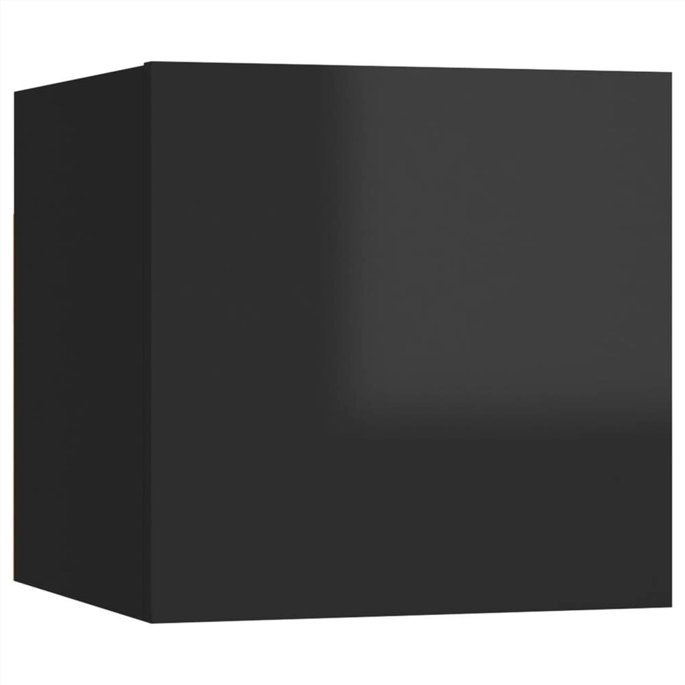 10 Piece TV Cabinet Set High Gloss Black Chipboard