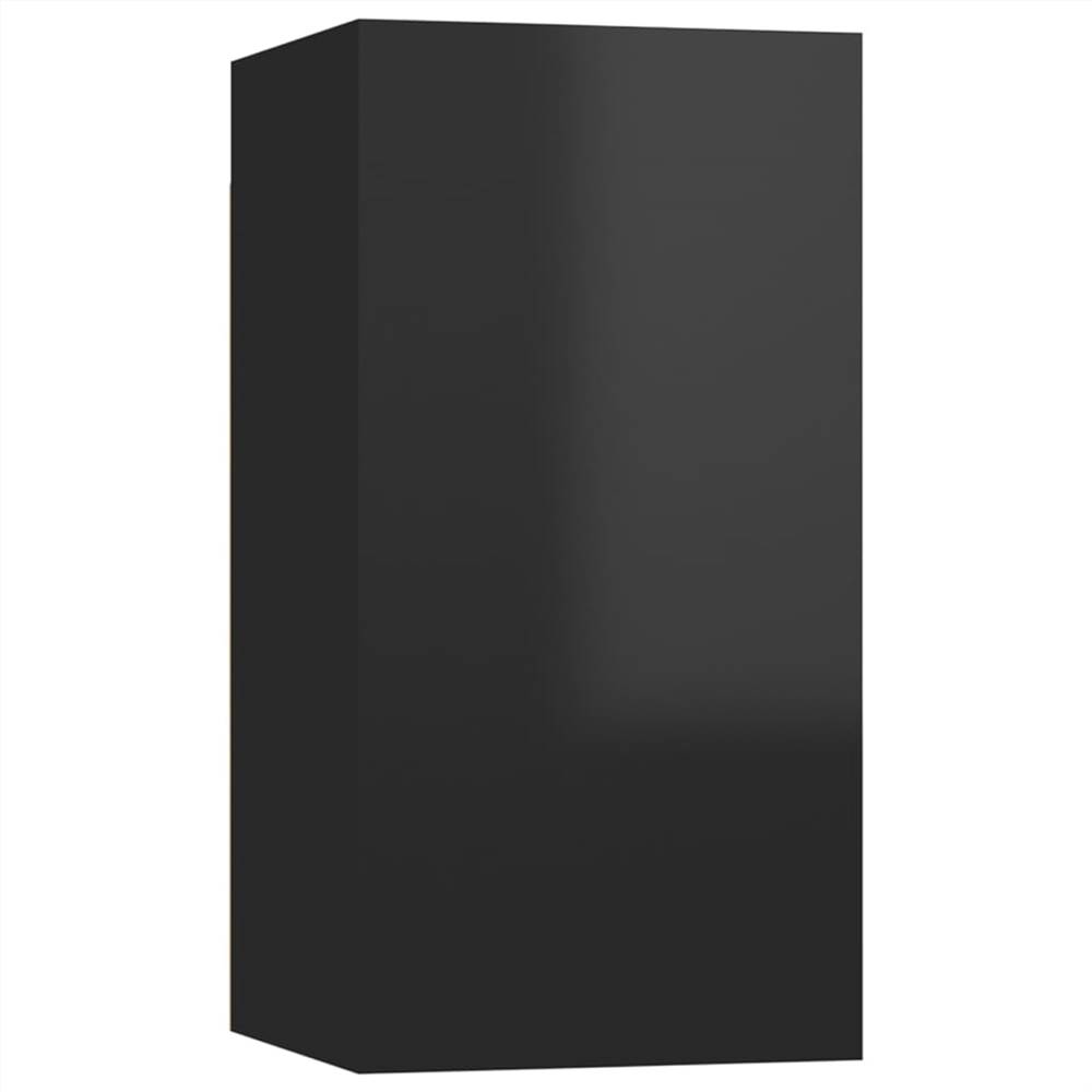 10 Piece TV Cabinet Set High Gloss Black Chipboard
