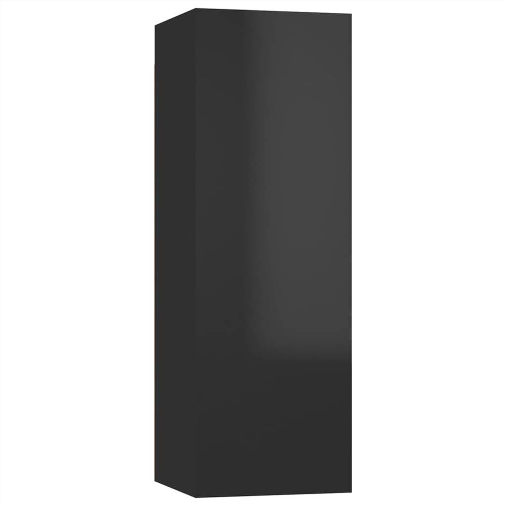 10 Piece TV Cabinet Set High Gloss Black Chipboard