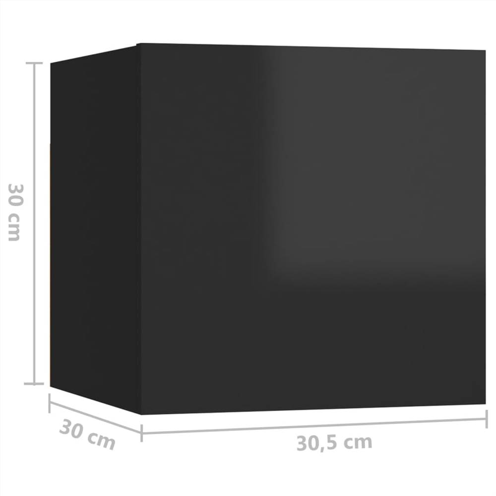10 Piece TV Cabinet Set High Gloss Black Chipboard
