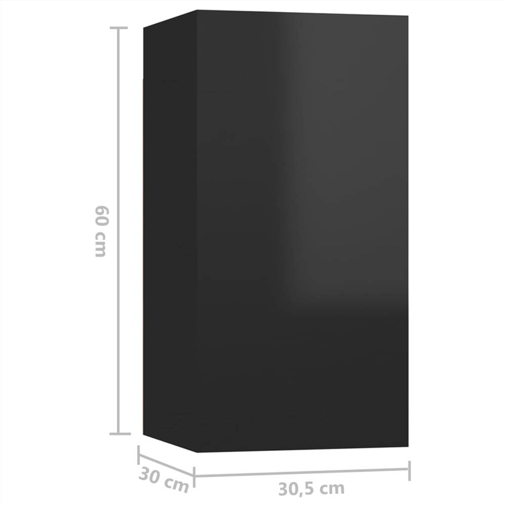 10 Piece TV Cabinet Set High Gloss Black Chipboard