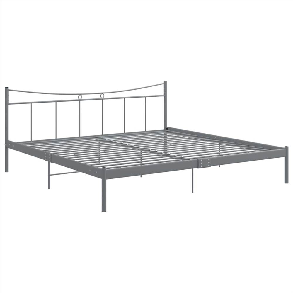Bed Frame Grey Metal and Plywood 180x200 cm