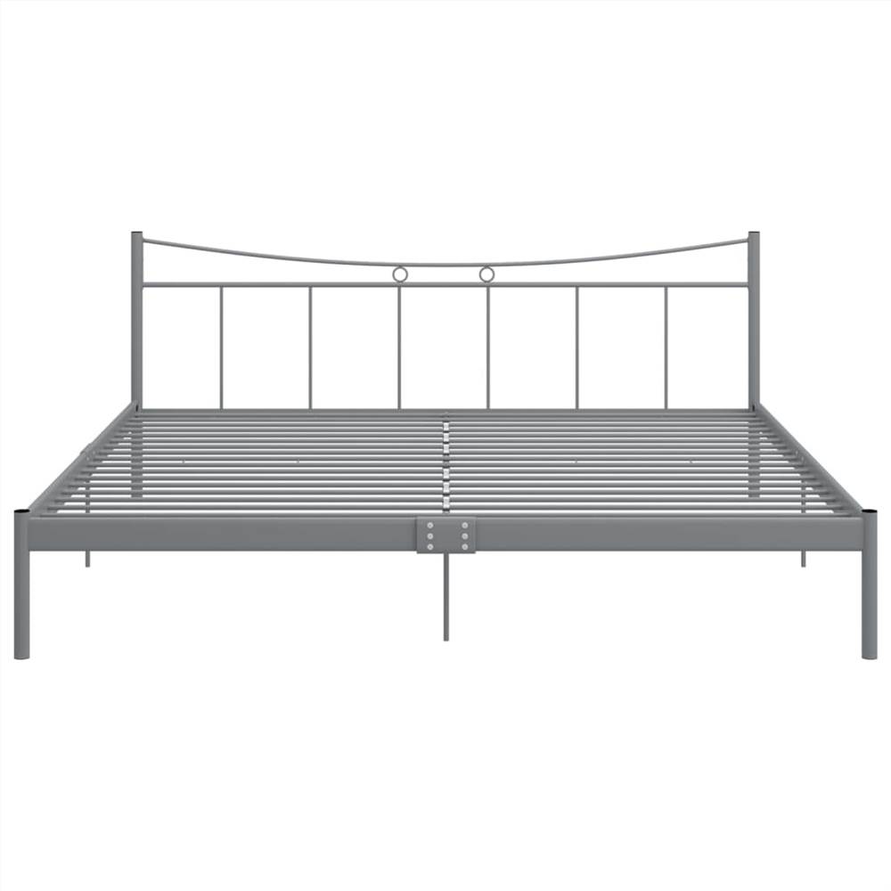 Bed Frame Grey Metal and Plywood 180x200 cm
