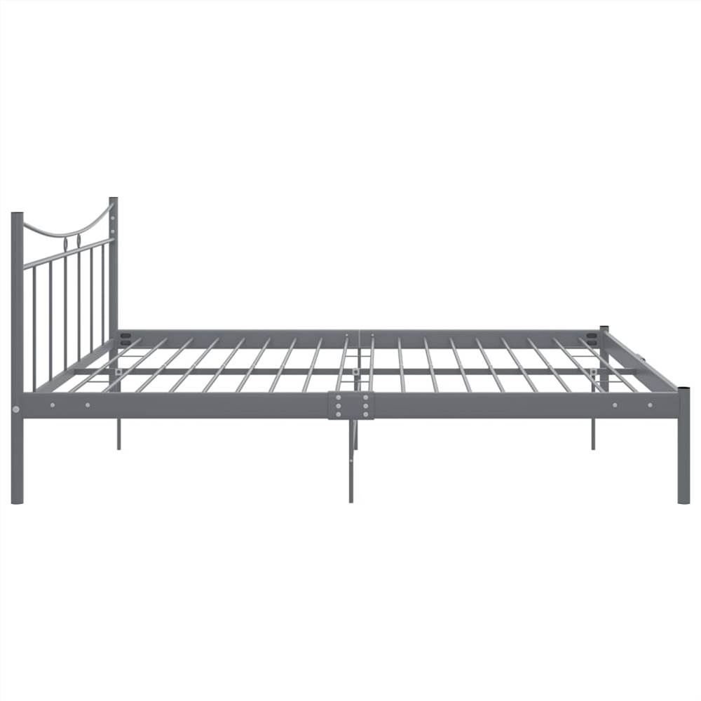 Bed Frame Grey Metal and Plywood 180x200 cm