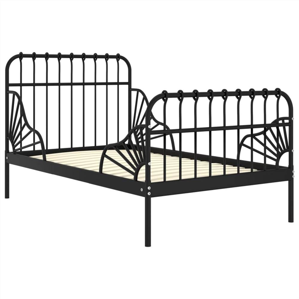 Extendable Bed Frame Black Metal 80x130/200 cm