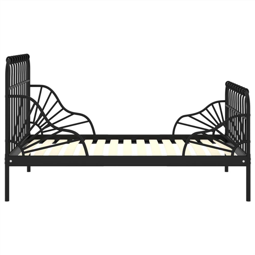 Extendable Bed Frame Black Metal 80x130/200 cm