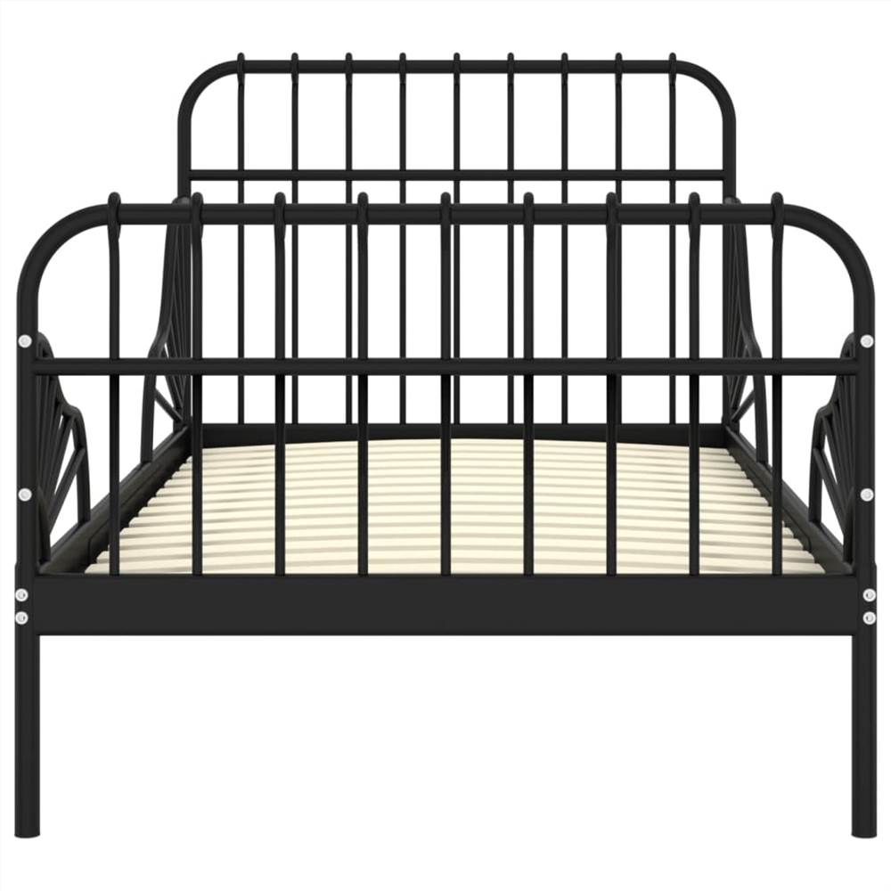 Extendable Bed Frame Black Metal 80x130/200 cm
