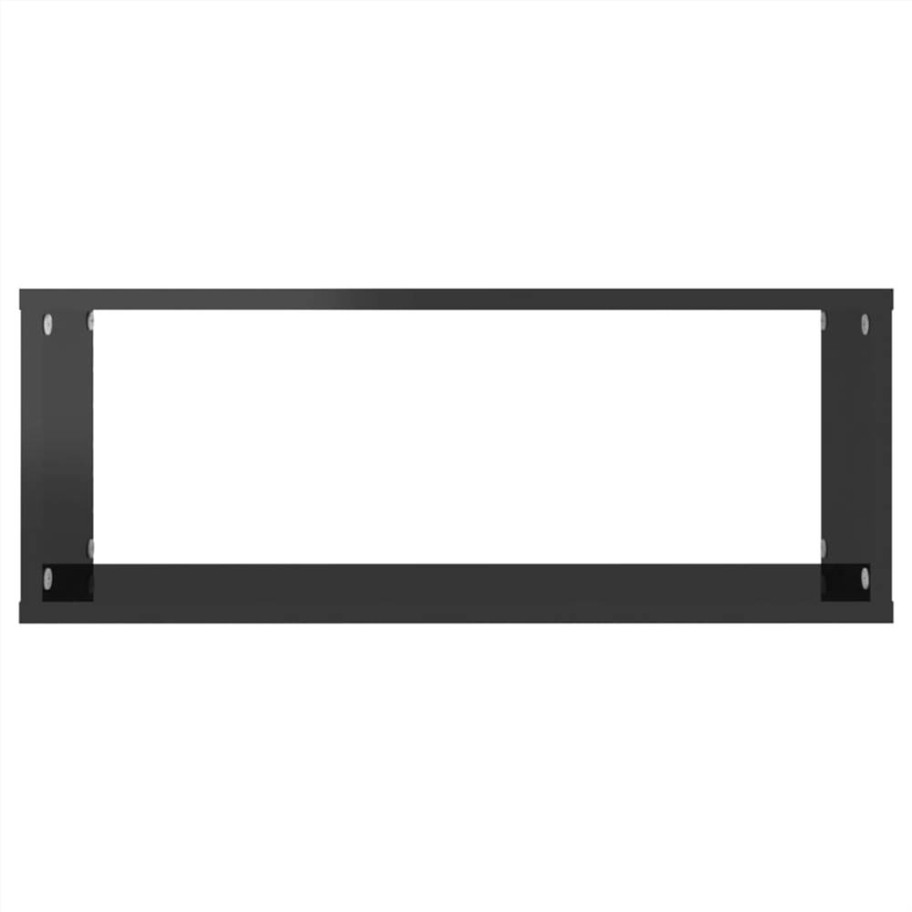 Wall Cube Shelves 2 pcs High Gloss Black 60x15x23 cm Chipboard