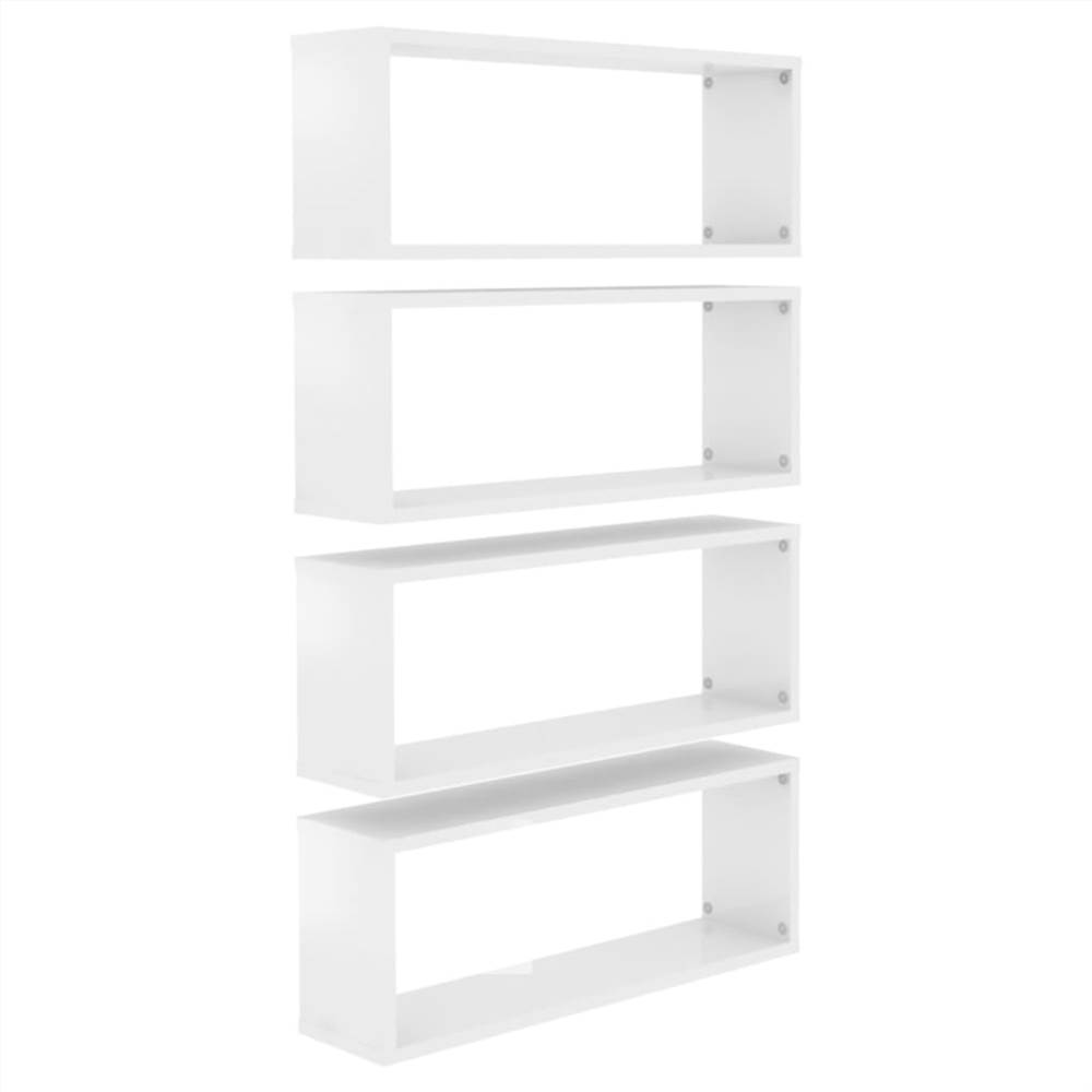 Wall Cube Shelves 4 pcs High Gloss White 60x15x23 cm Chipboard