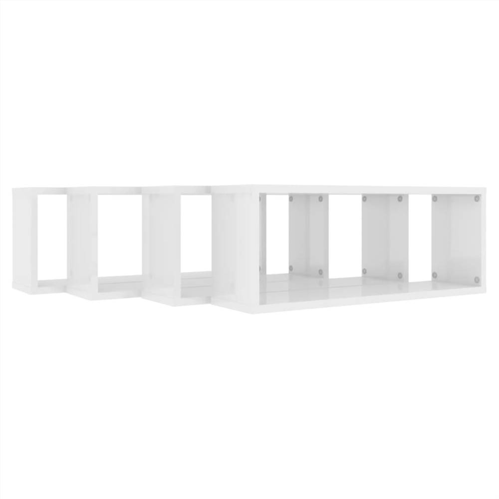 Wall Cube Shelves 4 pcs High Gloss White 60x15x23 cm Chipboard