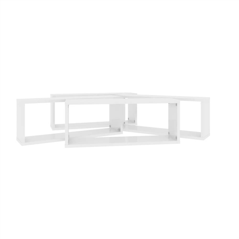 Wall Cube Shelves 4 pcs High Gloss White 60x15x23 cm Chipboard