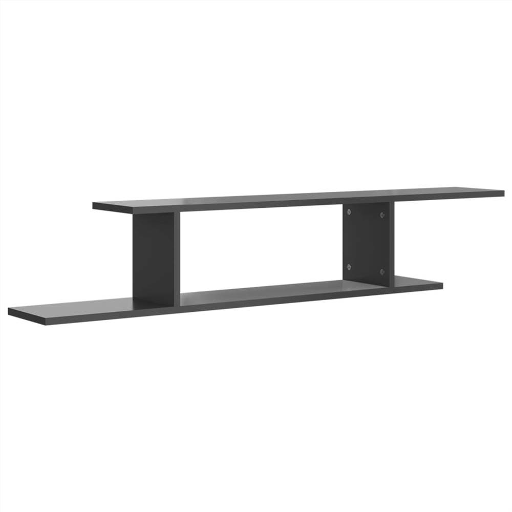 Wall-Mounted TV Shelf High Gloss Grey 125x18x23 cm Chipboard