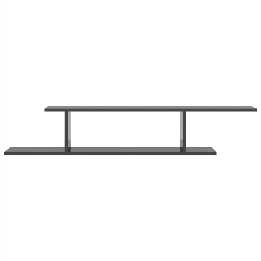 Wall-Mounted TV Shelf High Gloss Grey 125x18x23 cm Chipboard