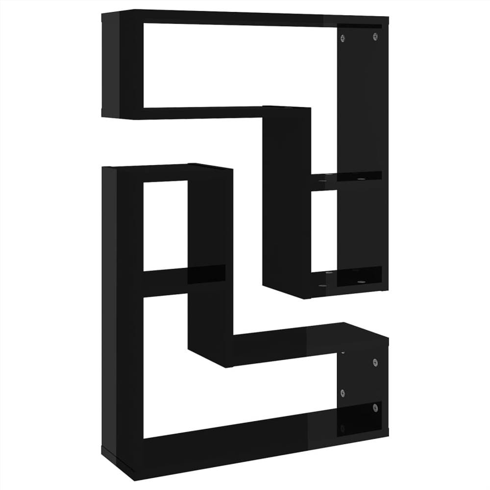 Wall Shelves 2 pcs High Gloss Black 50x15x50 cm Chipboard