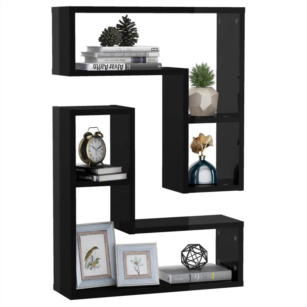Wall Shelves 2 pcs High Gloss Black 50x15x50 cm Chipboard