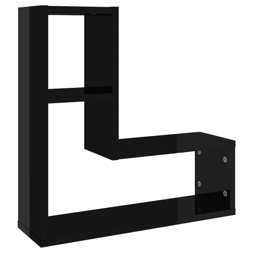 Wall Shelves 2 pcs High Gloss Black 50x15x50 cm Chipboard