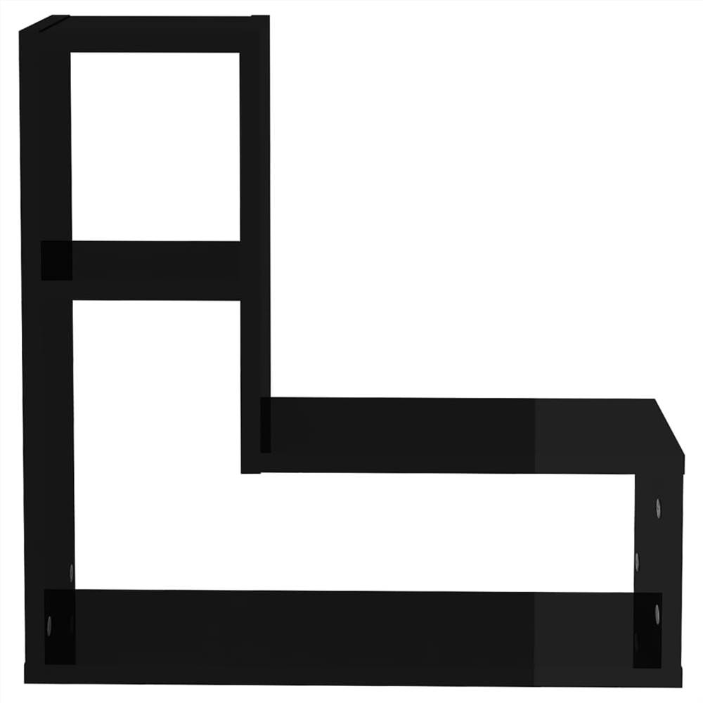 Wall Shelves 2 pcs High Gloss Black 50x15x50 cm Chipboard