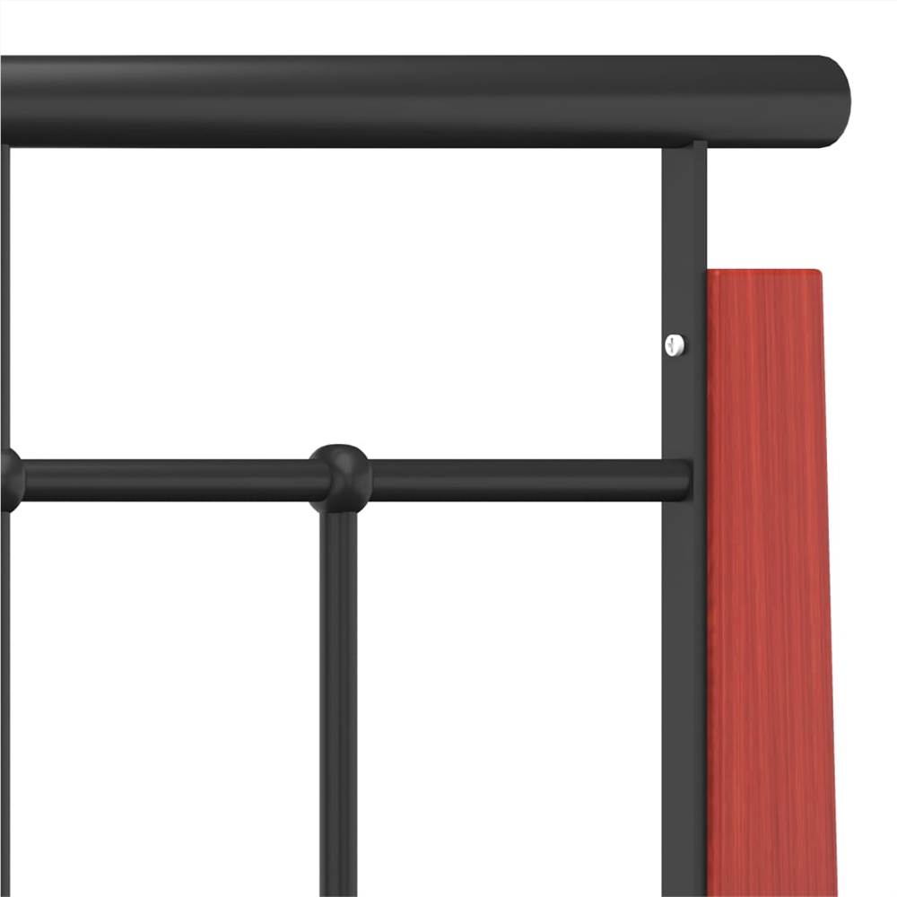 Bed Frame Metal and Solid Oak Wood 160x200 cm