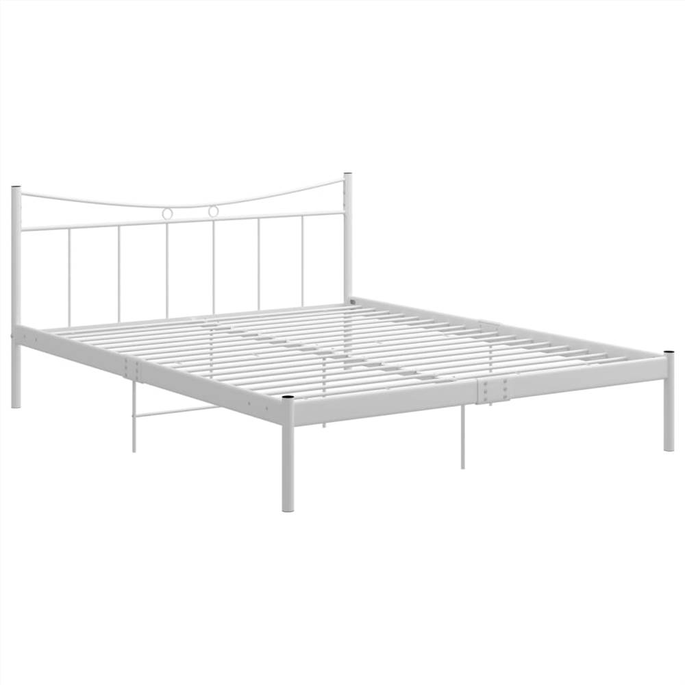 Bed Frame White Metal and Plywood 140x200 cm
