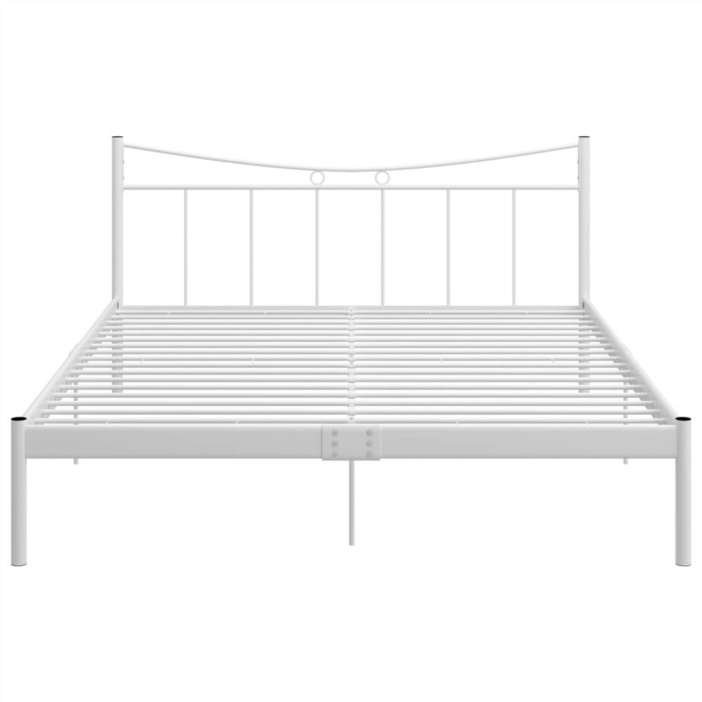 Bed Frame White Metal and Plywood 140x200 cm