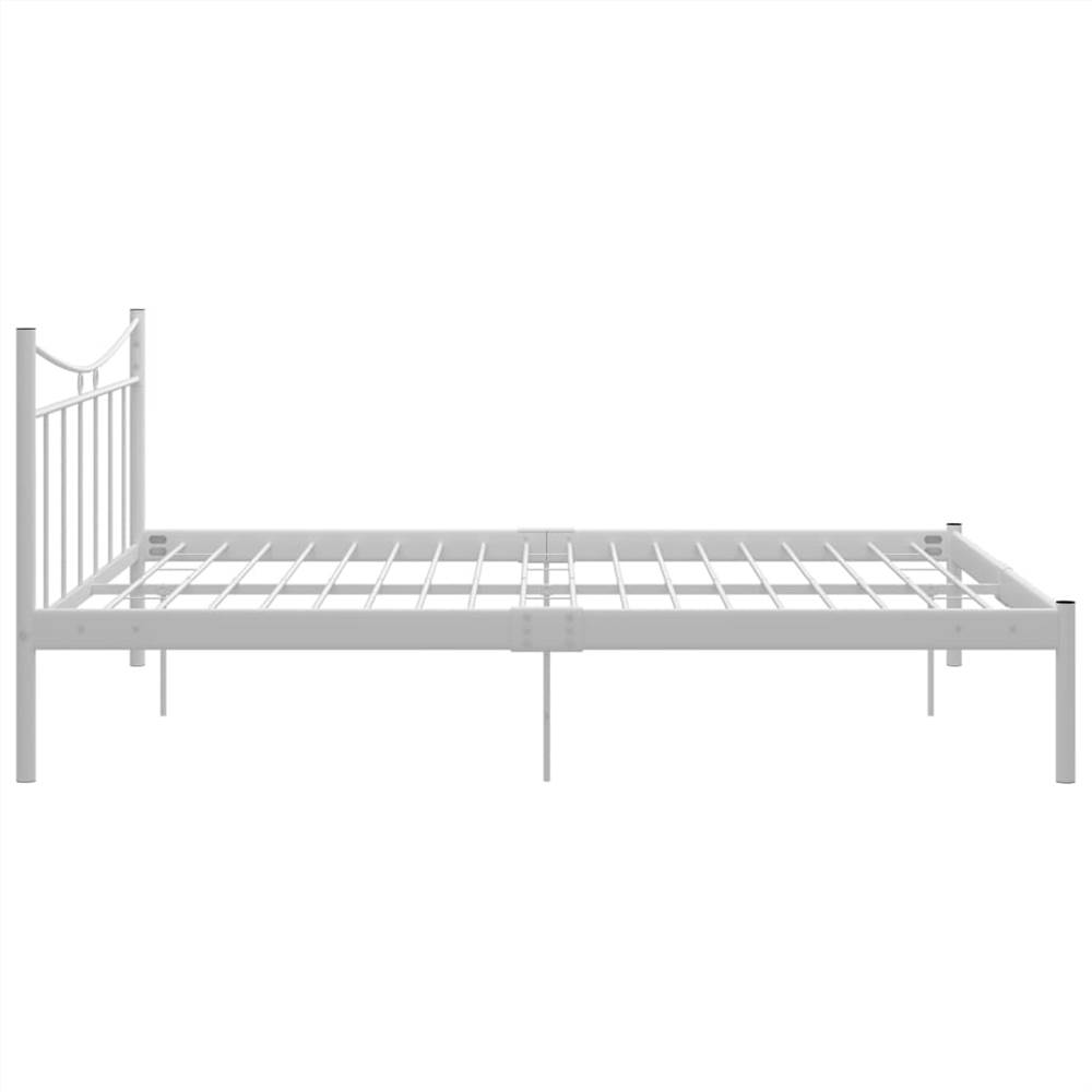 Bed Frame White Metal and Plywood 140x200 cm