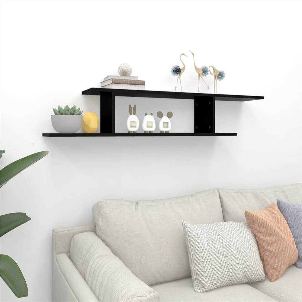 Wall-Mounted TV Shelf Black 125x18x23 cm Chipboard