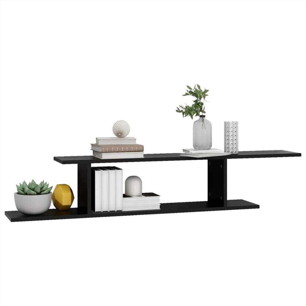 Wall-Mounted TV Shelf Black 125x18x23 cm Chipboard