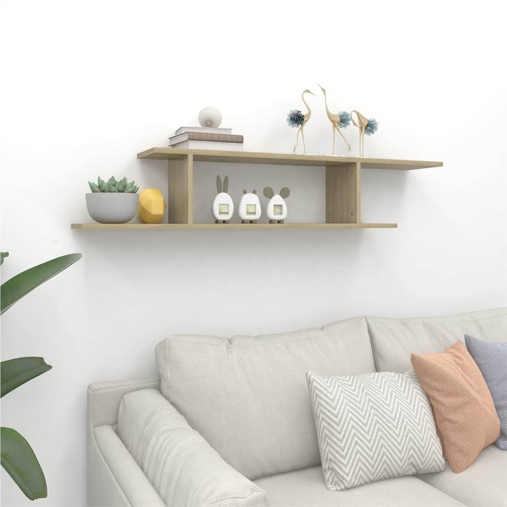 Wall-Mounted TV Shelf Sonoma Oak 125x18x23 cm Chipboard