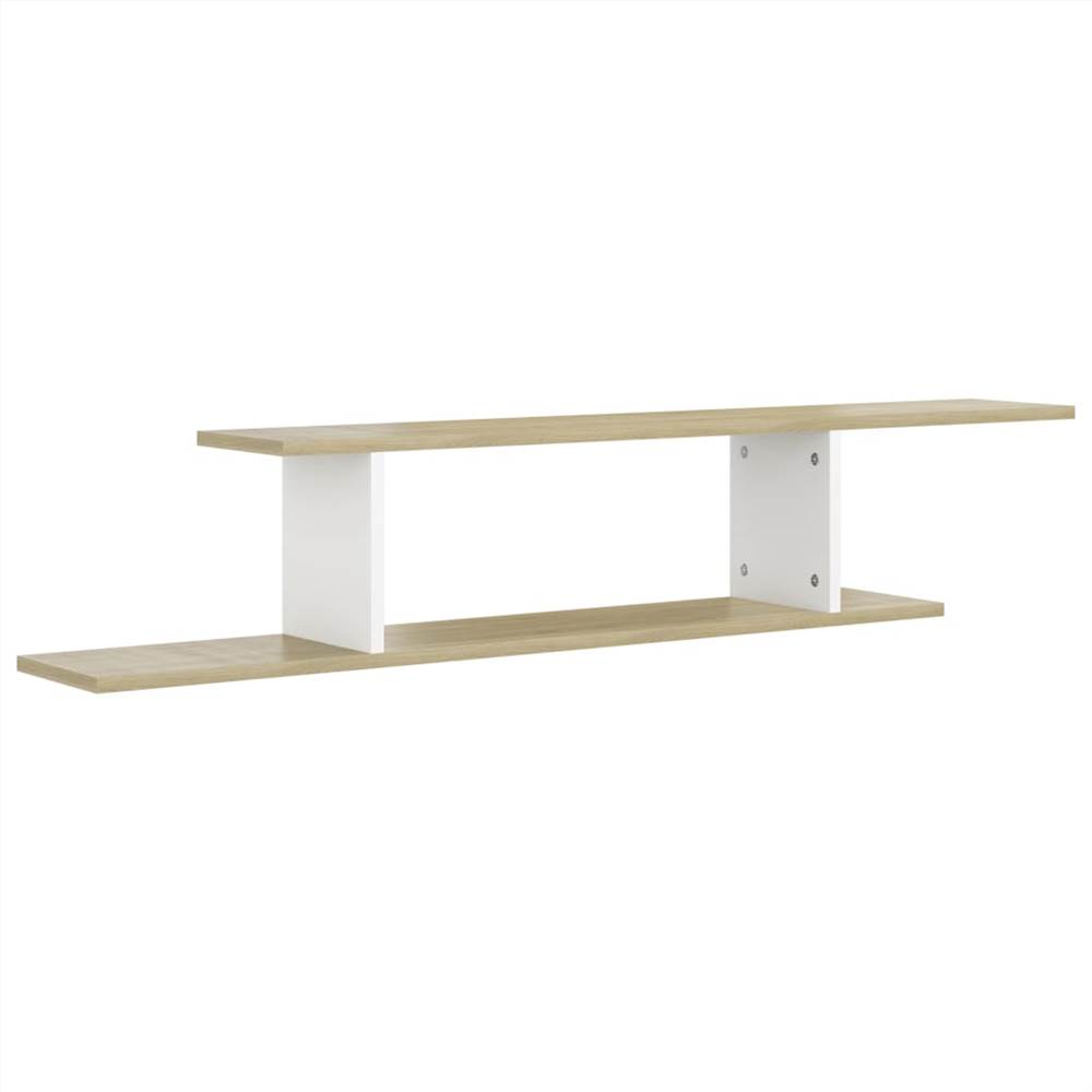 Wall-Mounted TV Shelf White & Sonoma Oak 125x18x23 cm Chipboard