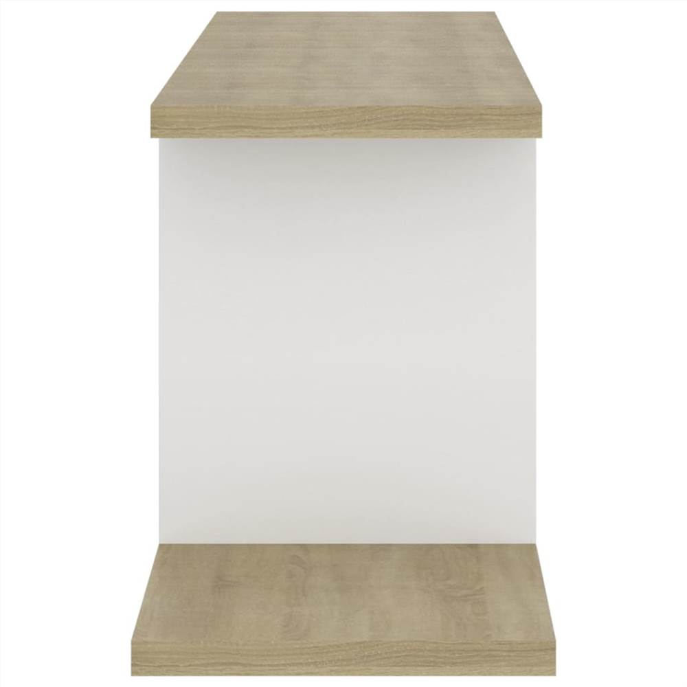 Wall-Mounted TV Shelf White & Sonoma Oak 125x18x23 cm Chipboard