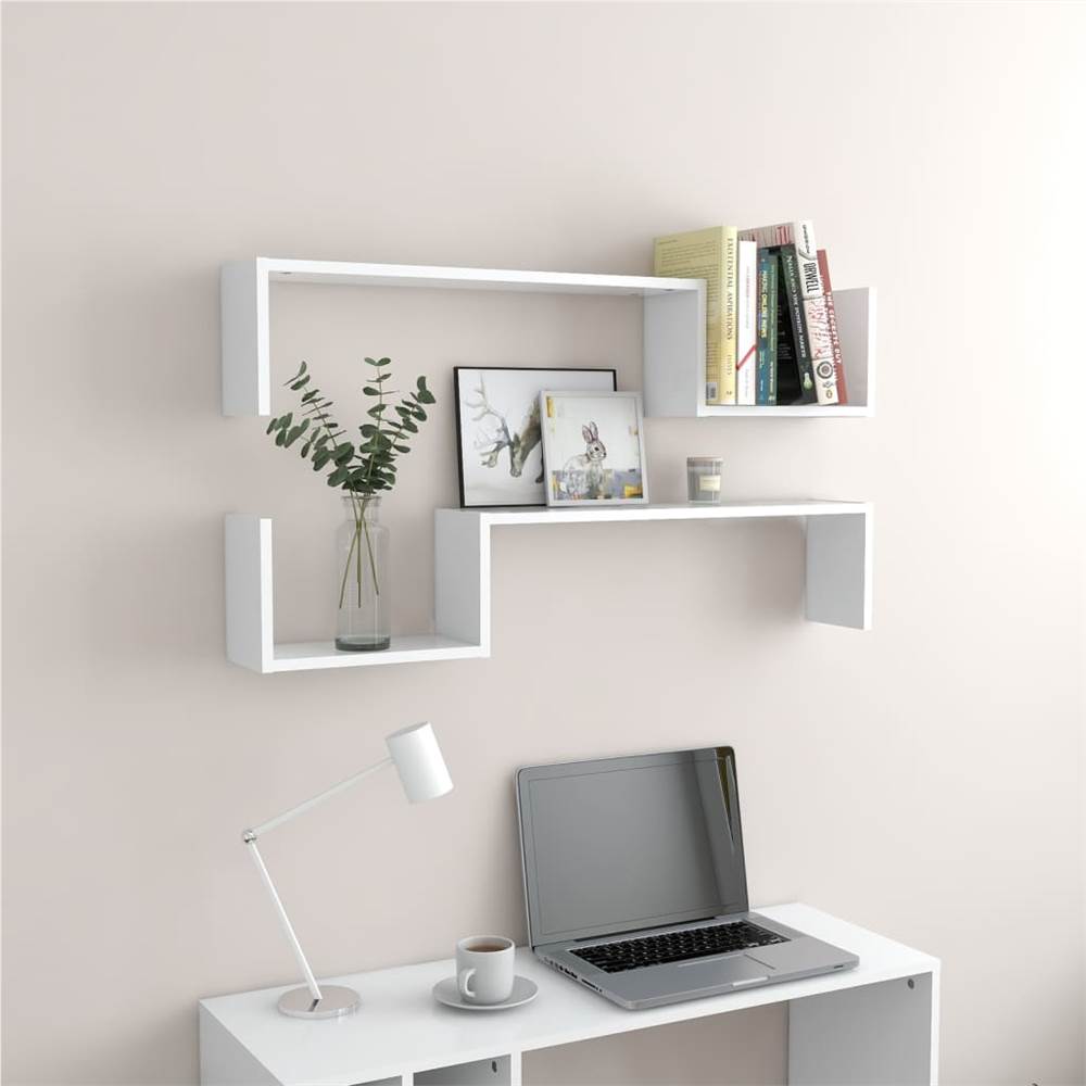 Wall Shelves 2 pcs White 100x15x20 cm Chipboard