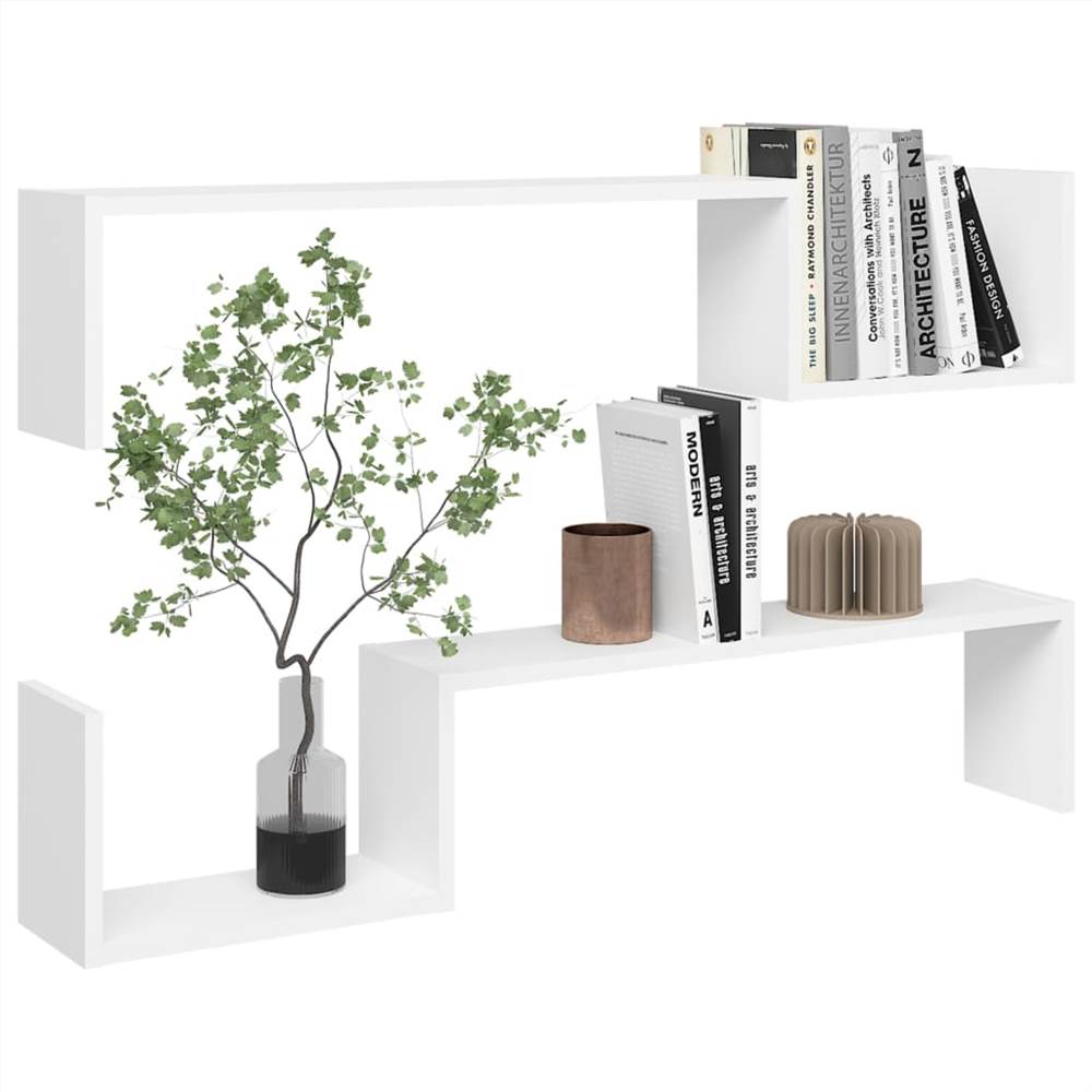 Wall Shelves 2 pcs White 100x15x20 cm Chipboard