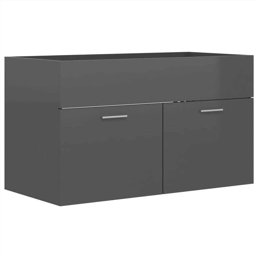 Bathroom Furniture Set High Gloss Grey Chipboard
